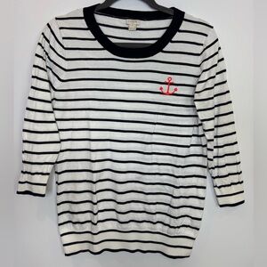 J.Crew navy nautical Striped cotton Sweater Anchor size medium